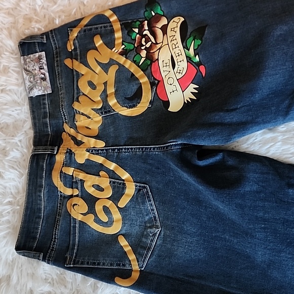 Ed Hardy Denim - Ed Hardy  Denim Jeans with Gold and Red Logo